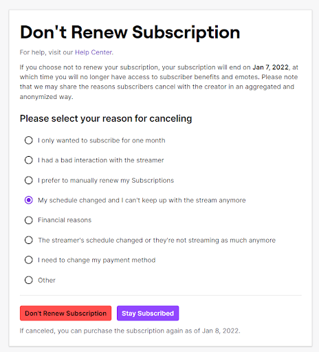 dont renew my subscription