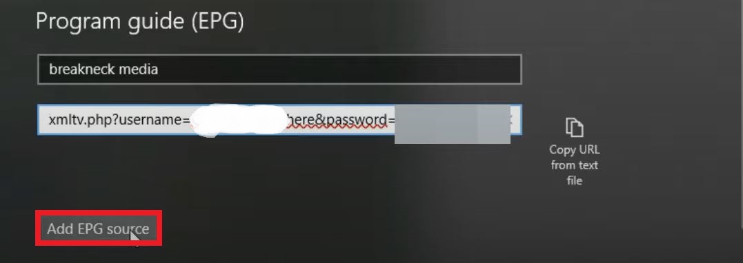 Add EPG Source on MyIPTV Player