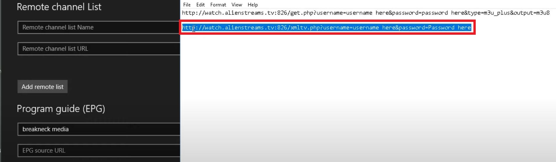 Copy URL from Notepad