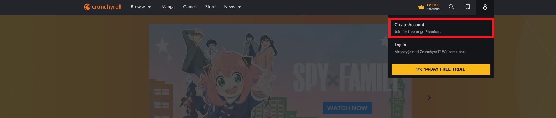 Create Account on Crunchyroll