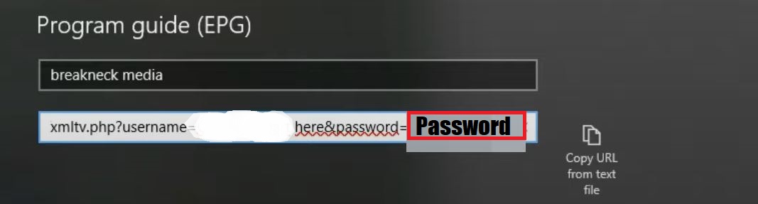 Password on EPG Source on MyIPTV Player