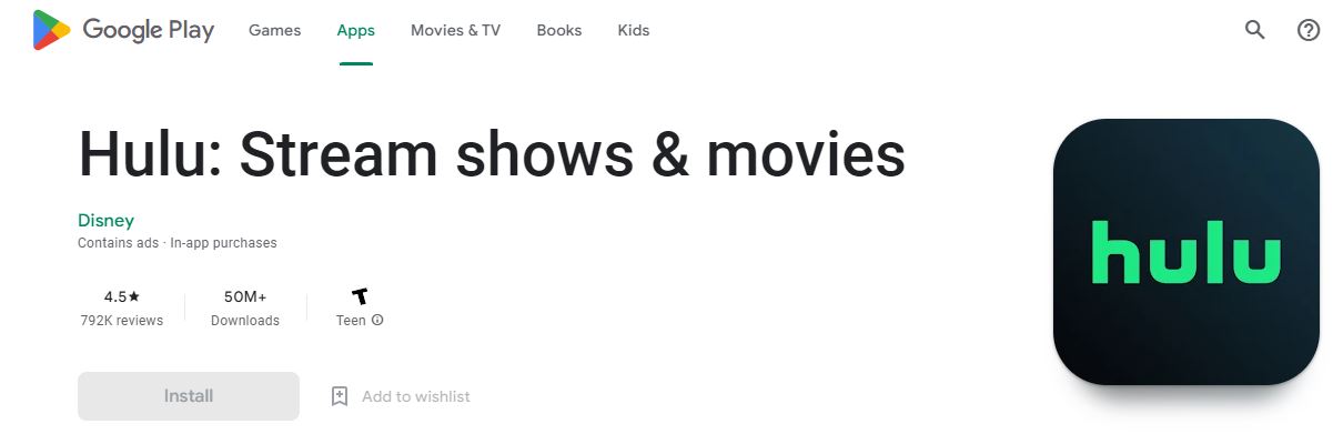 Hulu on Google Play Store