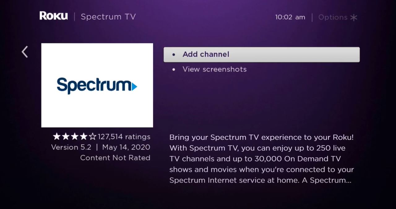 Install Spectrum TV on Roku