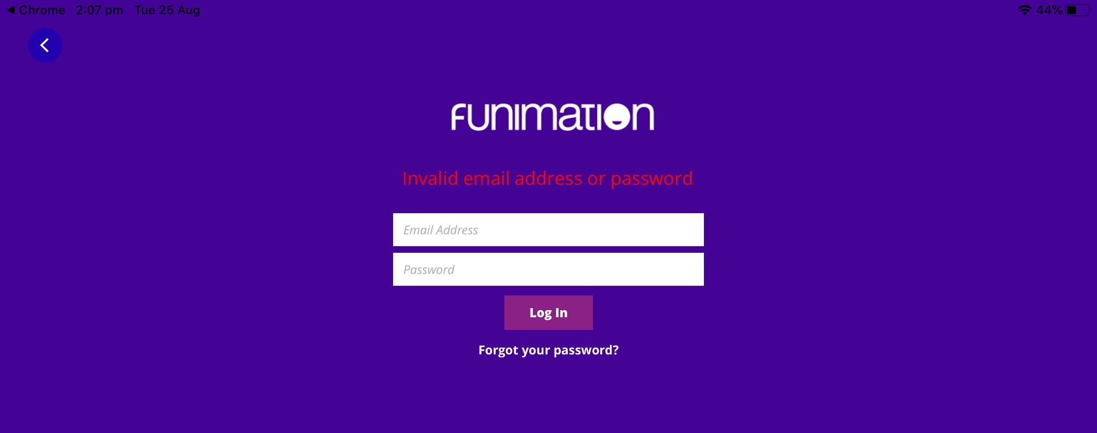 Login with Funimation