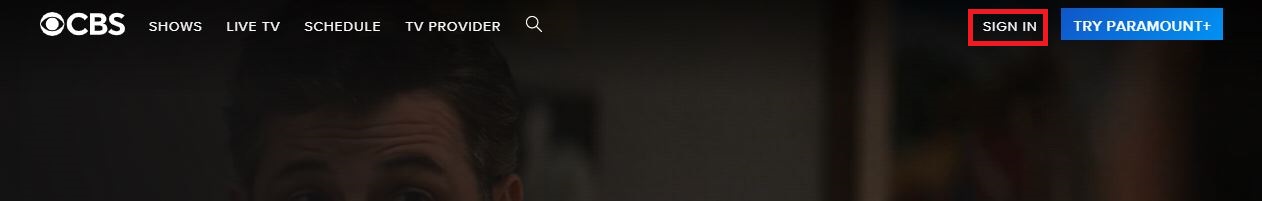 Sign In option on CBS