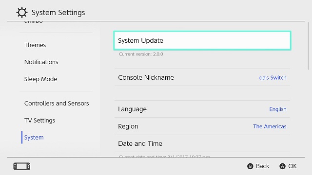 Switch System Update
