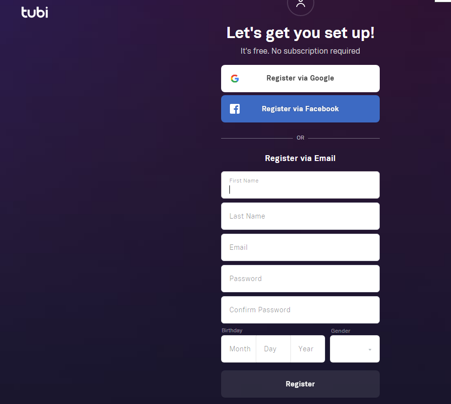 Sign Up For Tubi TV App