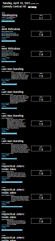 Comedy Central TV Program UK Schedule