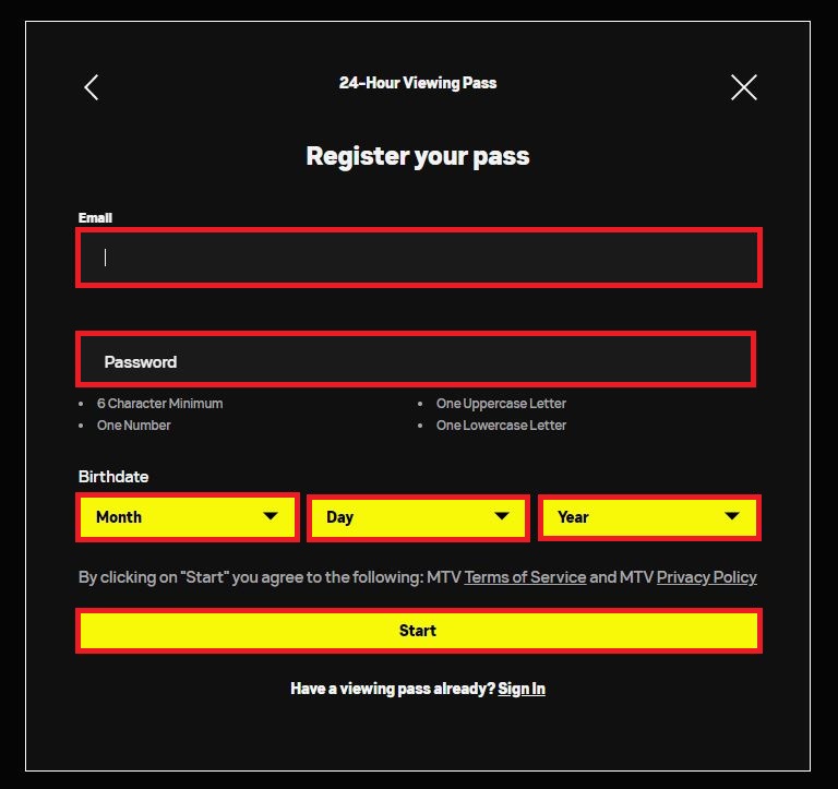 24 hours Pass on MTV