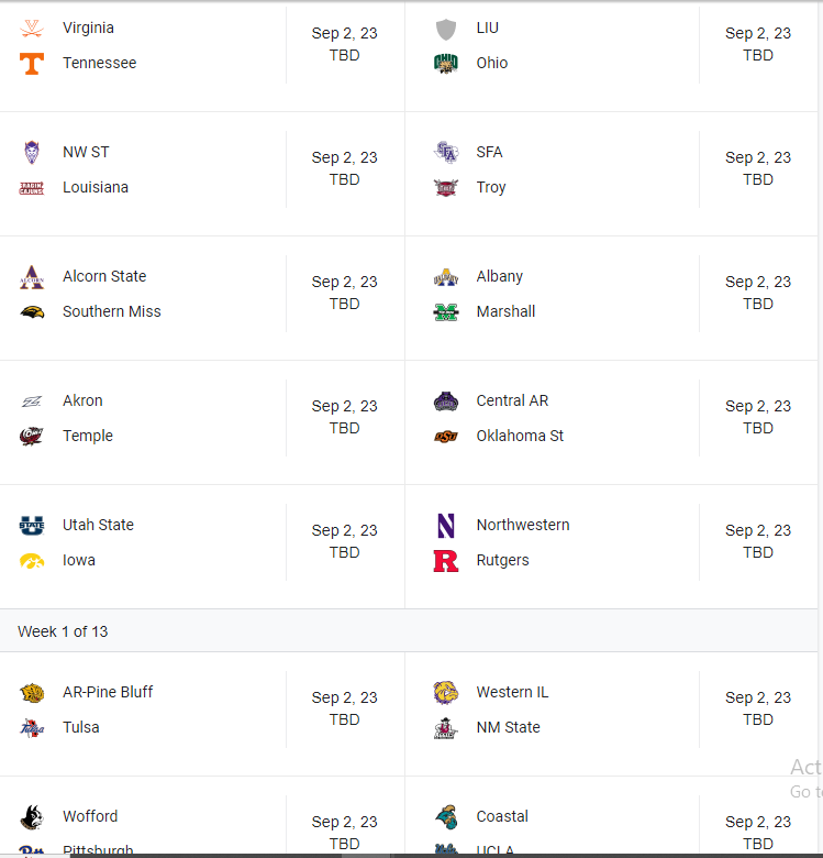 ACC 2023 FOOTBALL SCHEDULE