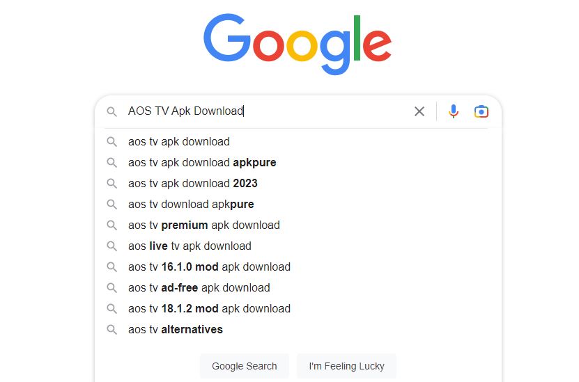 AOS TV Apk on Browser