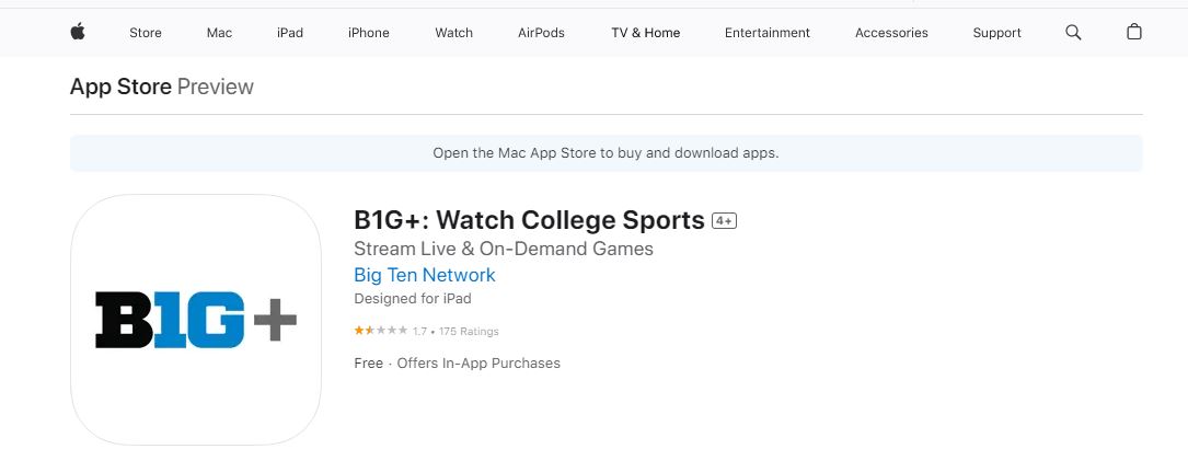 Big ten Network on Apple TV