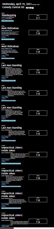 Comedy Central TV Program UK Schedule