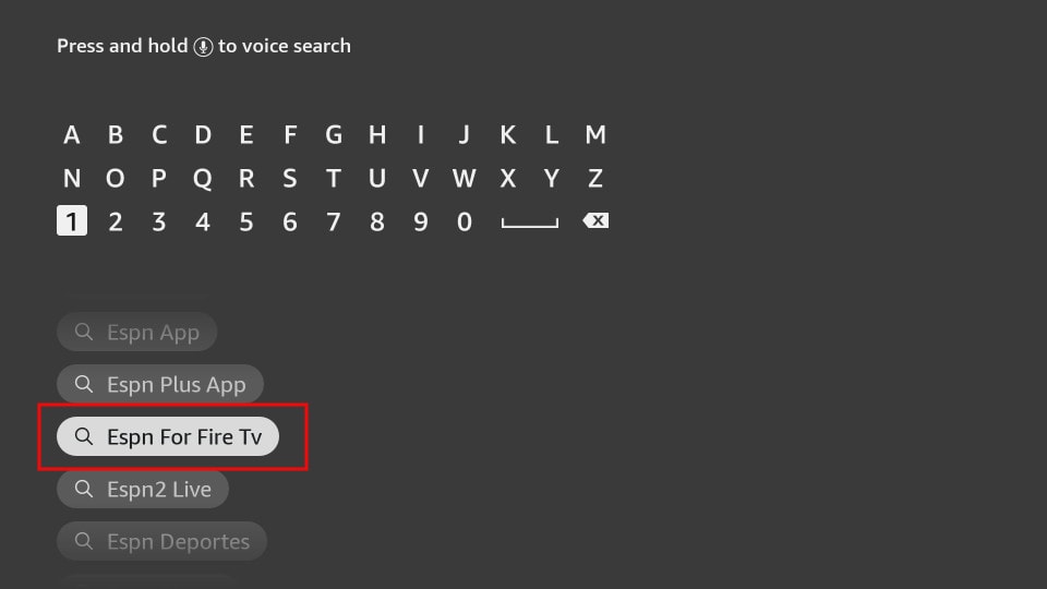 ESPN on Firestick Search bar