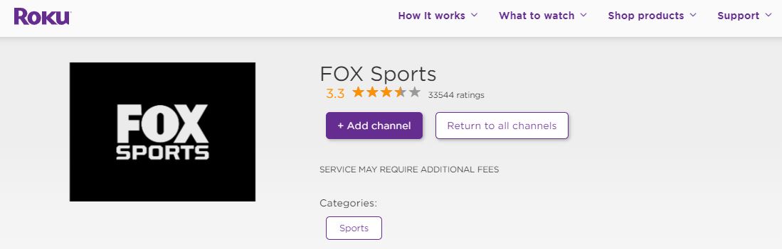 Fox Sports on Roku Channel Store