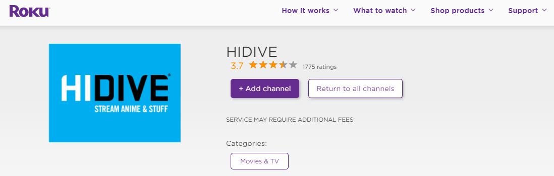 Hidive on Roku