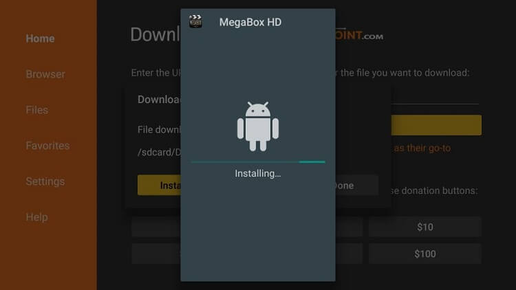Install Megabox Via Downloader 