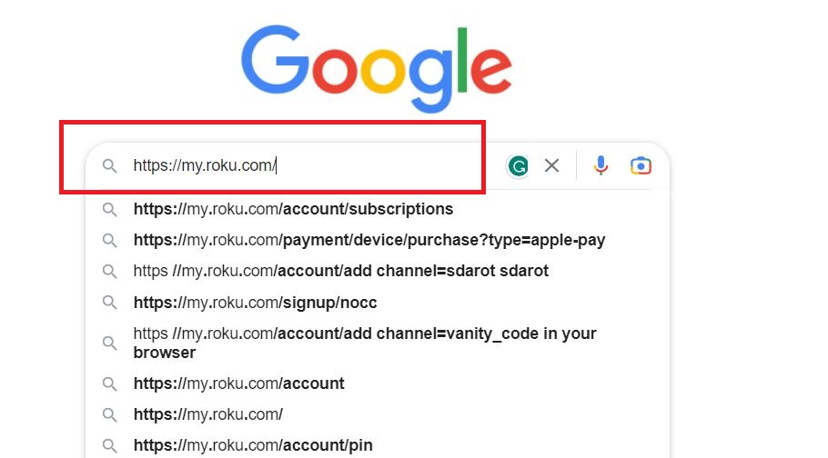 Roku page on Browser