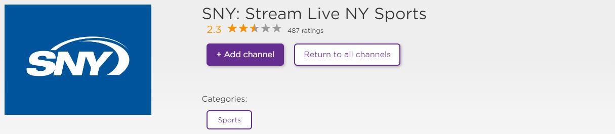 SNY on Roku