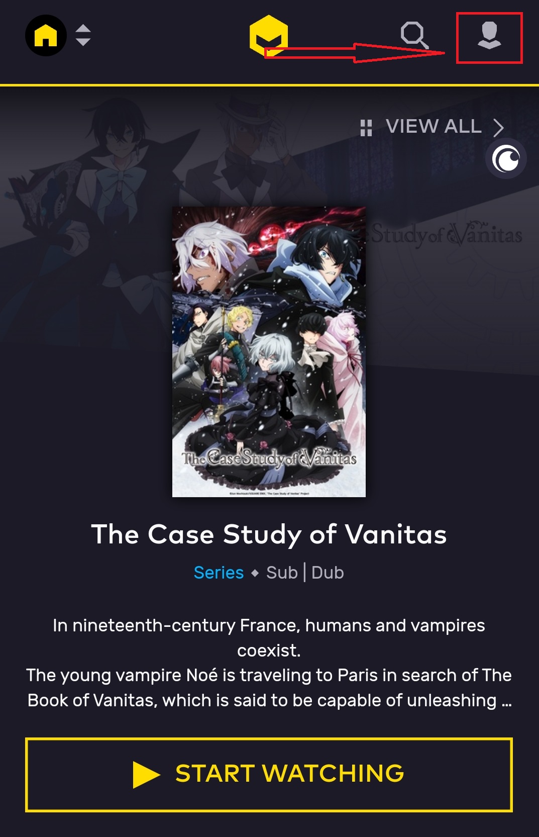 Account Icon on VRV