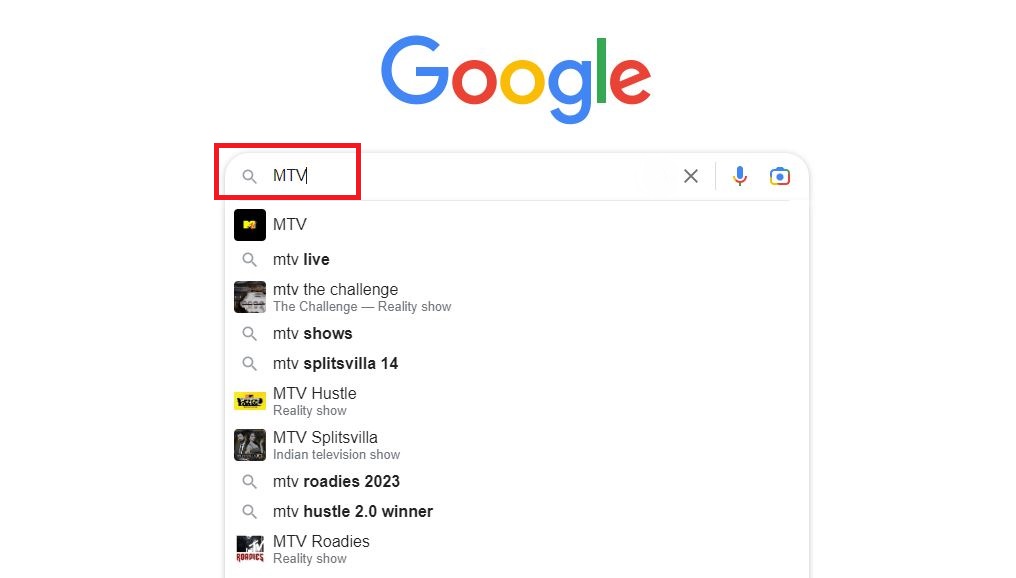 Search MTV on Browser