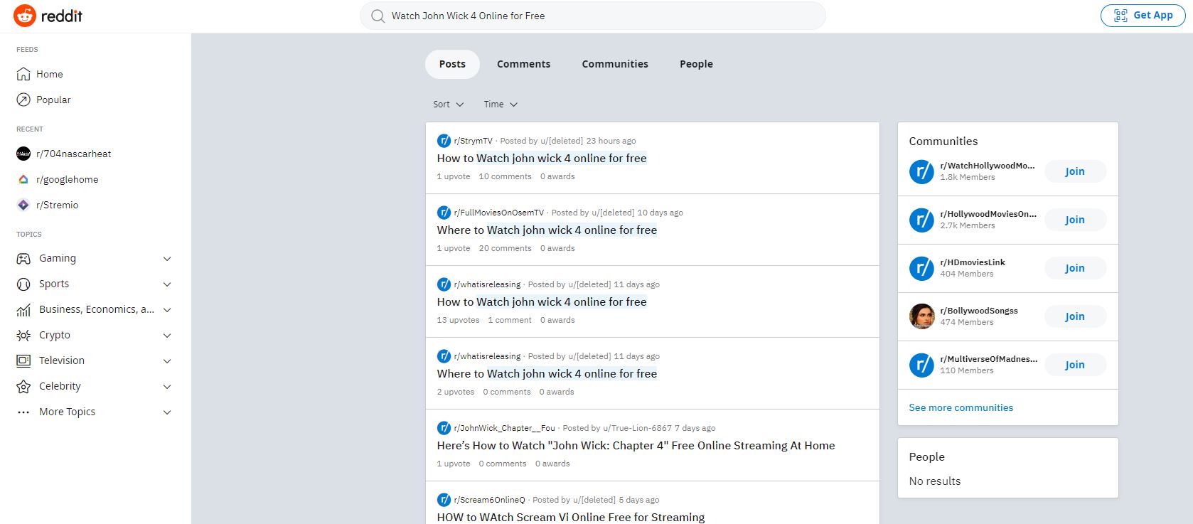 Select John Wick link from Reddit