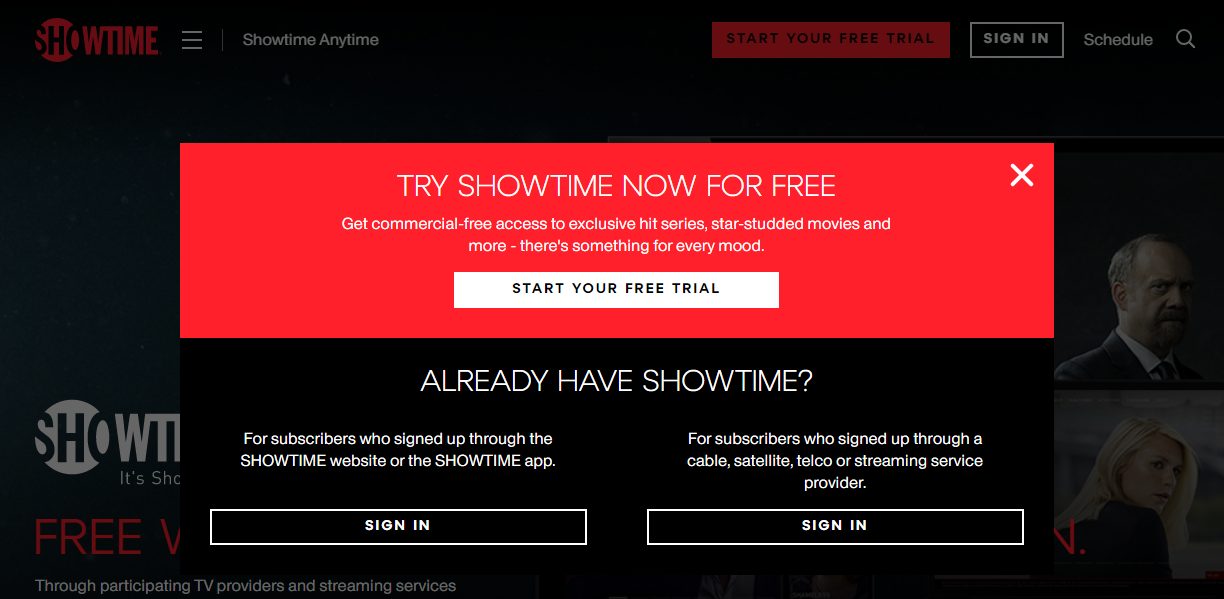 Sign in Showtime App