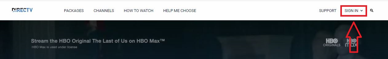Sign In option on DirecTV