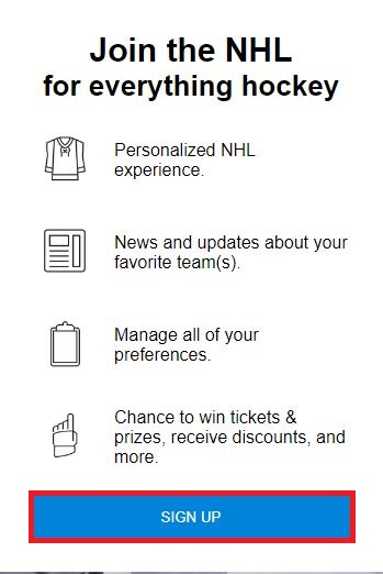 Sign Up with NHL