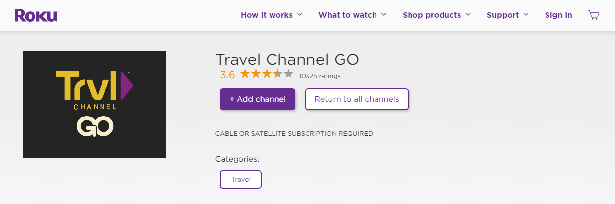 Travel Channel on Roku 