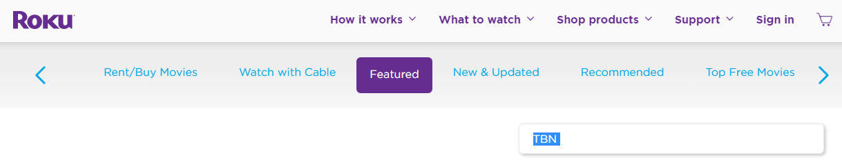 TBN on Roku Via Website 