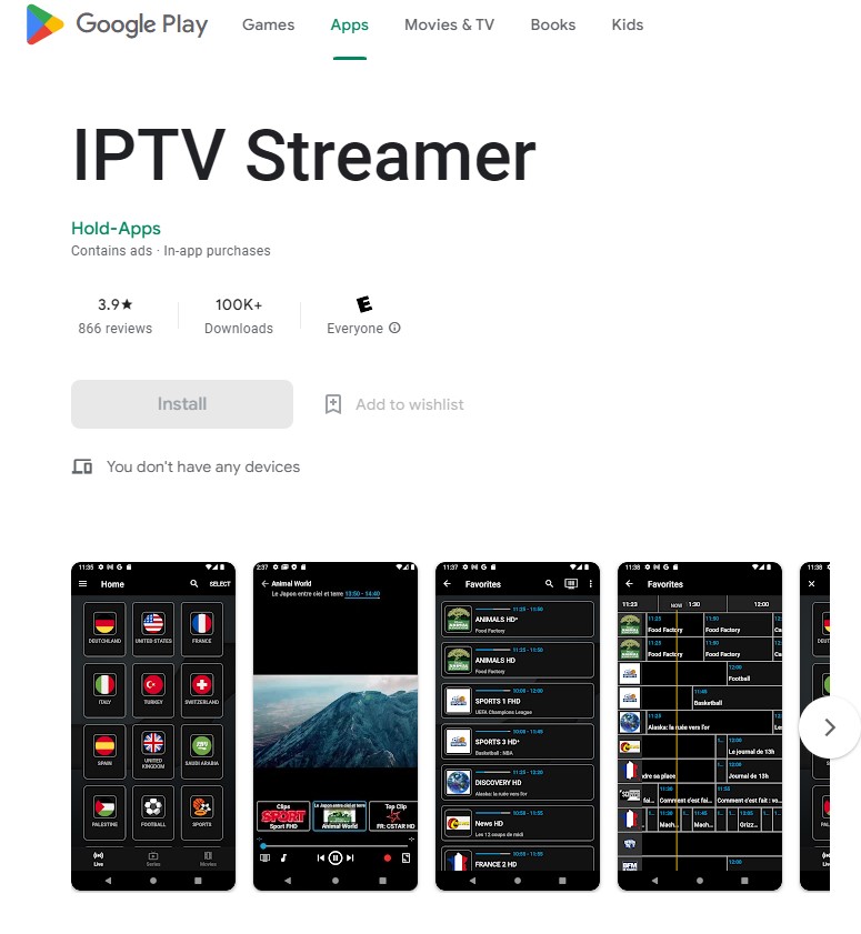IPTV streamer app