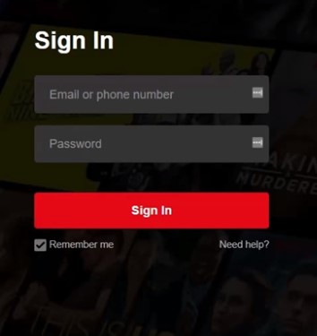 Netflix sign in option