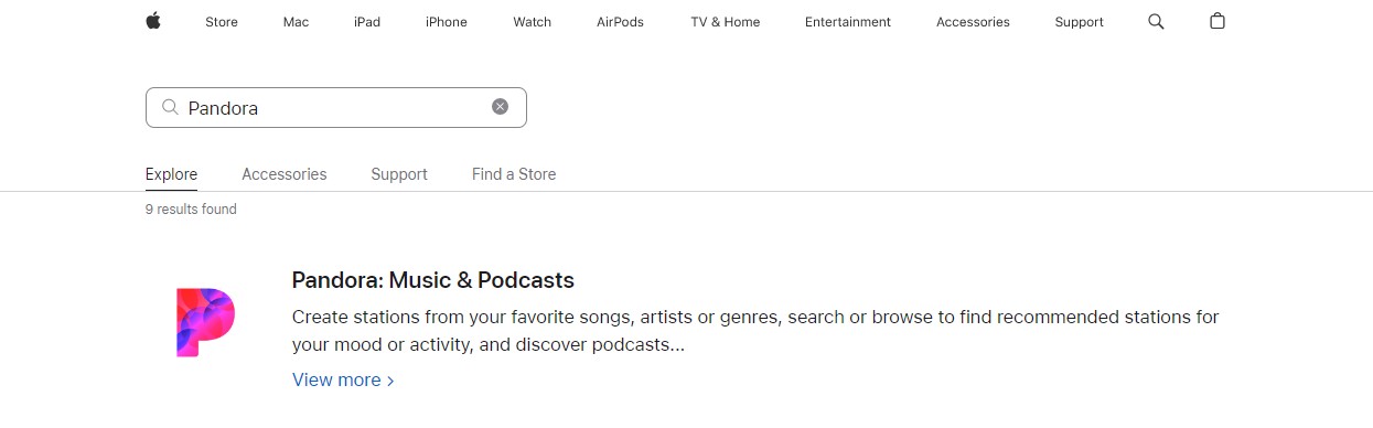 Pandora in Apple App store