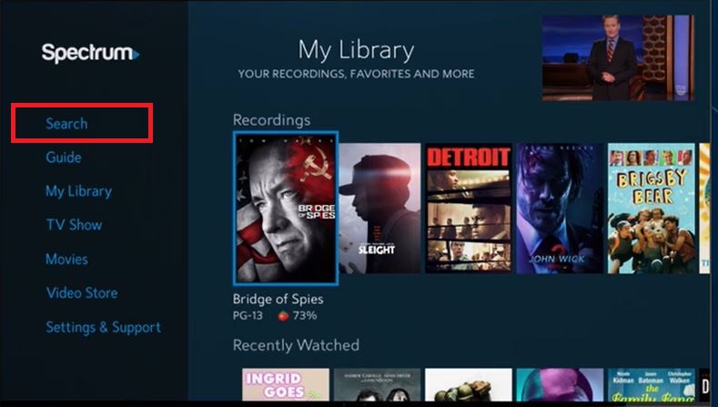 Search option on Spectrum