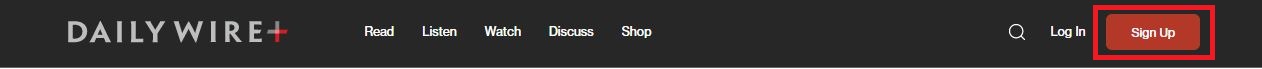 Sign Up option on Daily Wire