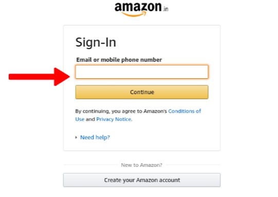 amazo sign in option