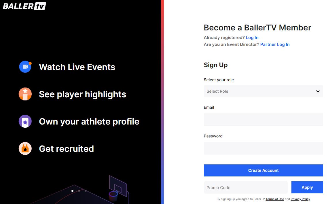 BallerTV sign up