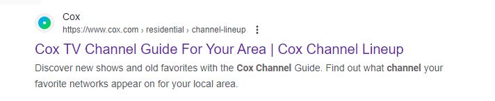 Cox official site for Channel lineup