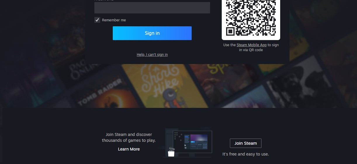 Join Steam option on Steam