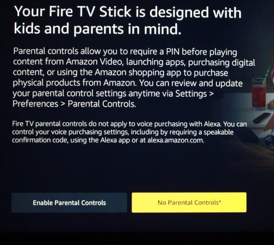 click no parental controls