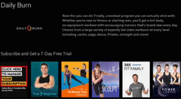 manage subscription option