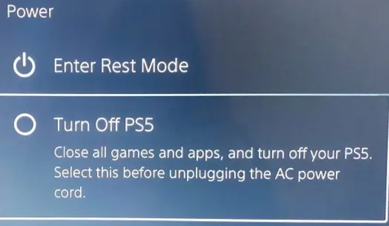 power off ps5