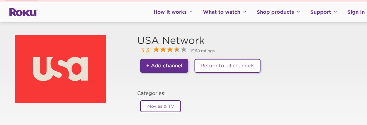 Add USA Network on Roku