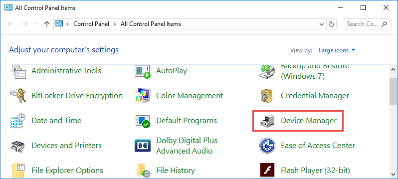 Device Manager on Monitor