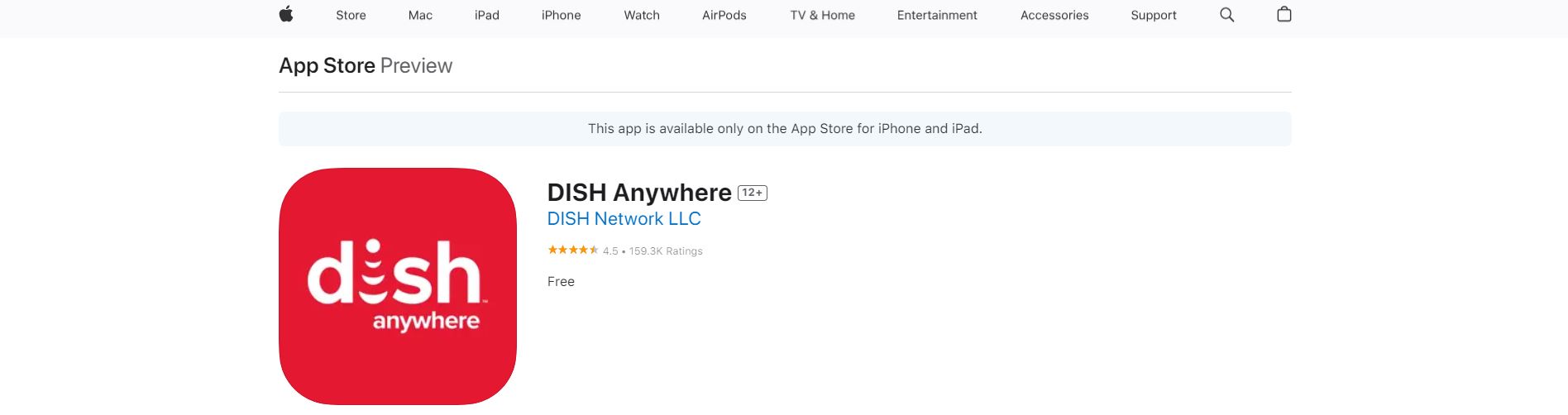 Dish TV App on Apple App Store