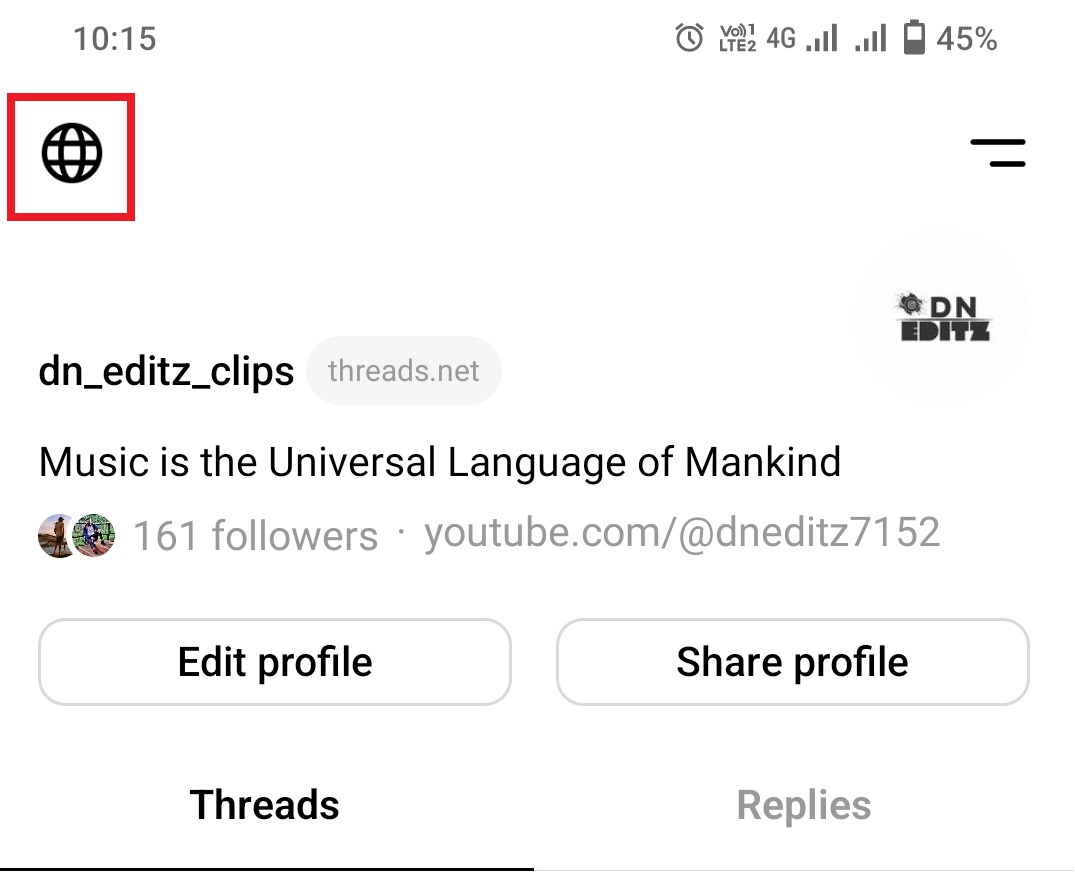 Globe Icon on Threads