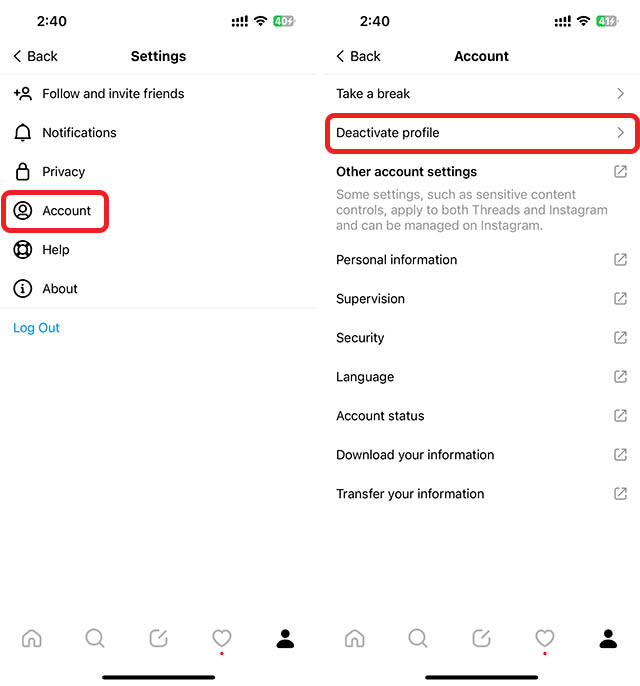 How to Deactivate Threads