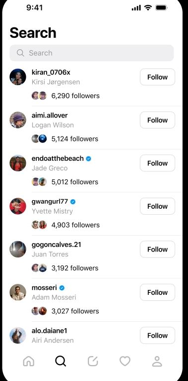 Search Profiles on Threads app 