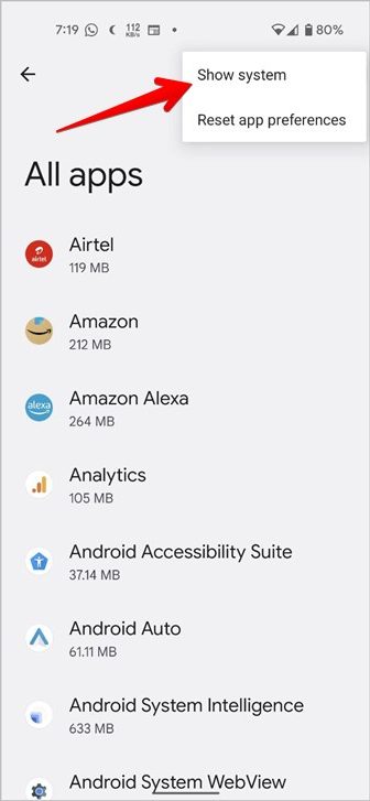 Show System Apps on Android